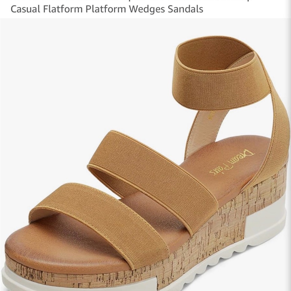Casual Tan Platform Wedge Sandal - Women